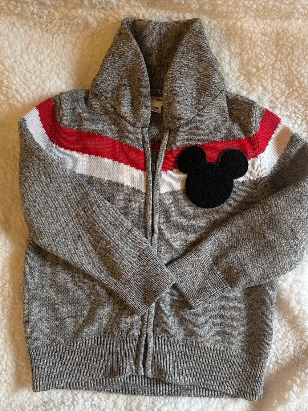 Baby Gap x Disney collection gray zip up cardigan Mickey ear decal. 4T